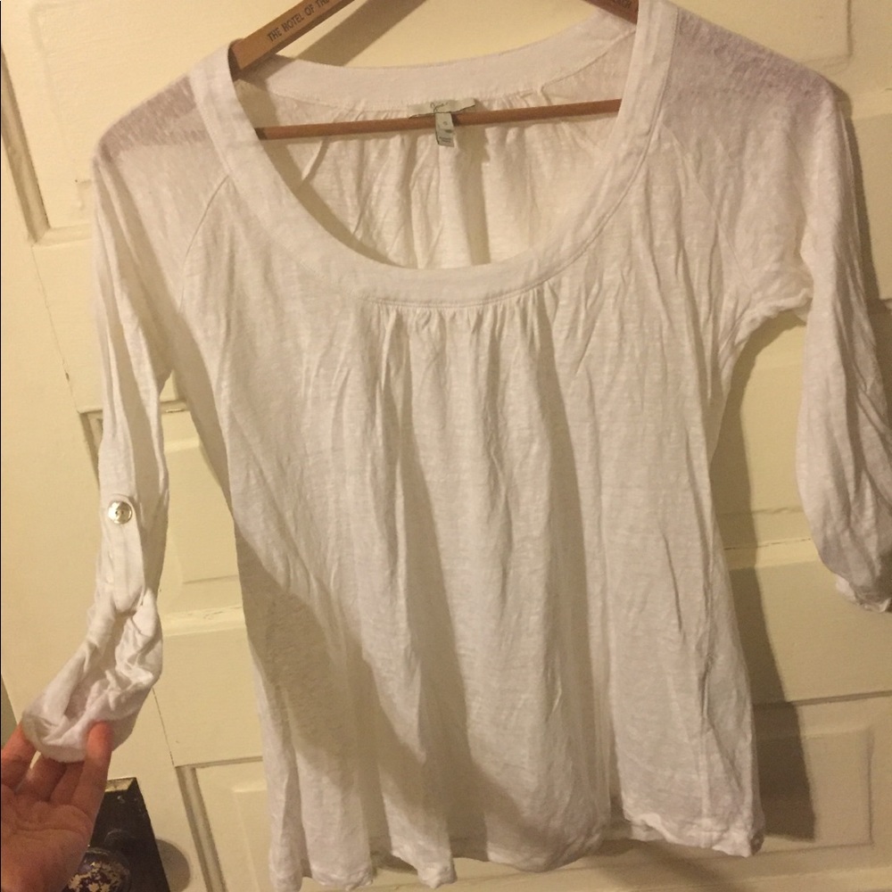 Joie white button sleeve blouse
